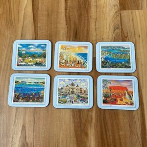 Vintage Australioa Bar Coasters Set Of 6 View Of Australia By JASON Barware